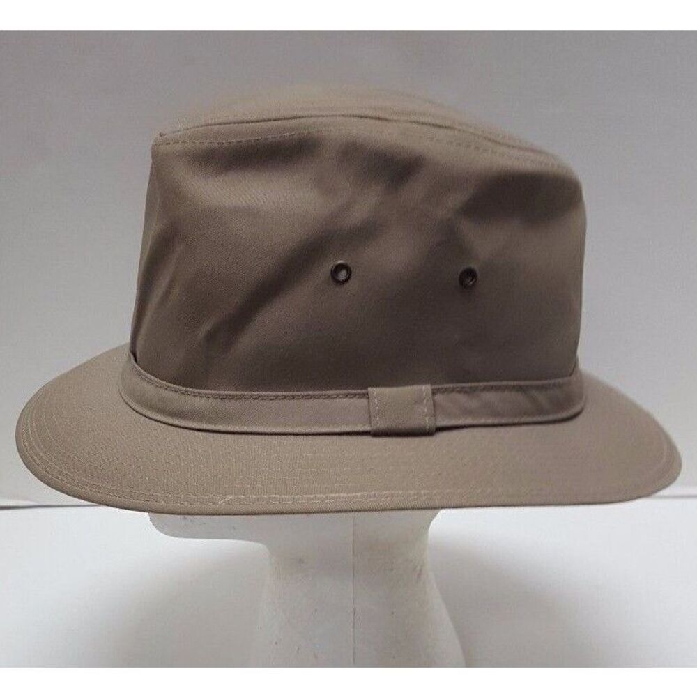 Adam Fedora Trilby Hat Beige Size Large Band Vents Light Weight Made USA